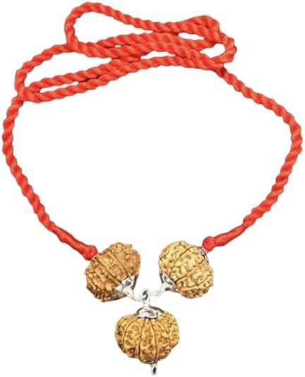 Combinaison Rudraksha 9-11 Mukhi collier bois argent fil rouge Népal