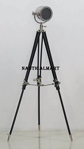 NauticalMart Marine Designer Spot Searchlight with Black Wooden Tripod Stand