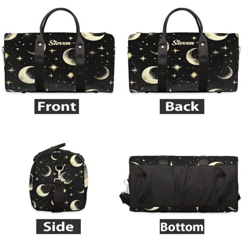 Custom-Duffel-Bag for Men Women Small-Overnight-Bag Moon Black Weekender Luggage Bag3