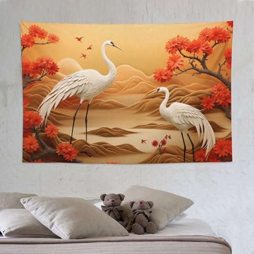 Tenture murale grue blanche grand tapis mural esthétique 150x230