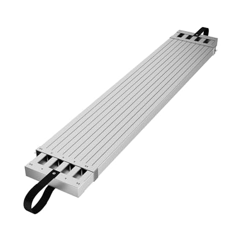 DEXSO 6-9ft Telescoping Aluminum Work Plank, 440lbs Capacity, Extension Scaffolding Plank with Skid-Proof Platform Scaffold Ladder Accessory Cover