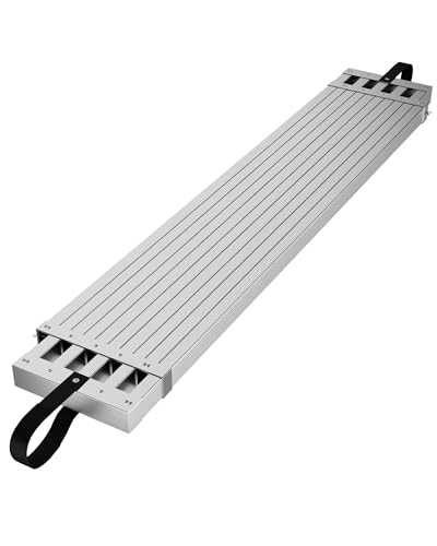 Image of Aluminum Work Plank, 4-7Ft Telescoping Plank, 440Lbs Capacity Extension Boards, Aluminum Scaffolding Planks with Skid-Proof Platform Scaffold Ladder Accessory