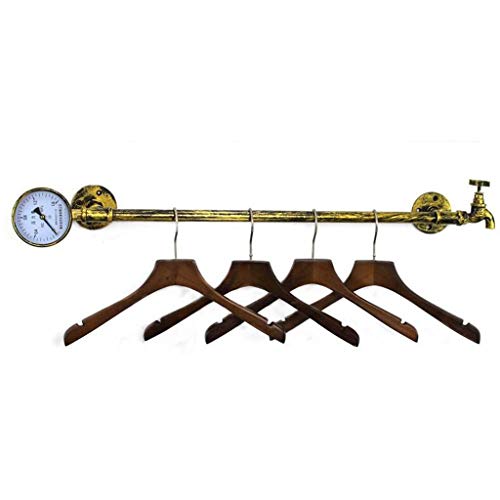 Cintres en bois et rack vêtements mural suspendu vintage fer noir