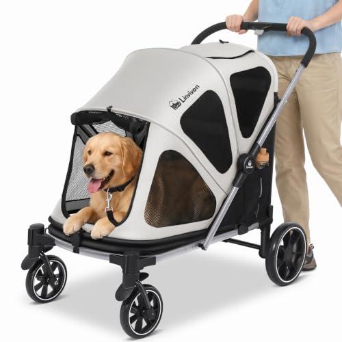 Dog Stroller for Medium Dogs Up to 70lbs with Ramp for Easy Access Foldable