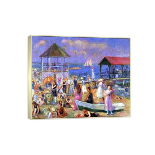 Tableau William Glackens Beach Scene cadre argenté salon 72x60