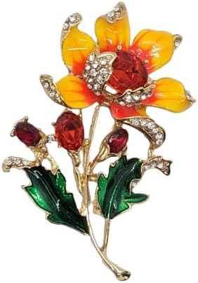 Amazon 亜細亜宝飾堂 花 フラワー お花 ブローチ オレンジ かわいい 上品 シンプル アンティーク ブローチ 通販