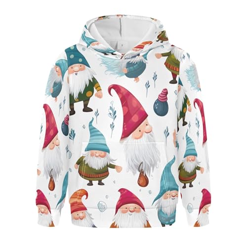 Kids Hoodies Sweaters Christmas Gnome Dwarfs Hooded Sweatshirts with Big Pockets for Boys Girls B0400025 - Main Image