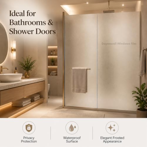 Image of Self Adhesive Window Privacy Film for Glass Windows & Doors | UV Blocking, Heat & Glare Reduction | Decorative Frosted Glass Film Easy to Apply (Brown Met Privacy Glister, 12X62 Inch)