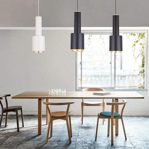 Porte-lampe suspendue moderne avec abat-jour noir et fil réglable 2M - 5