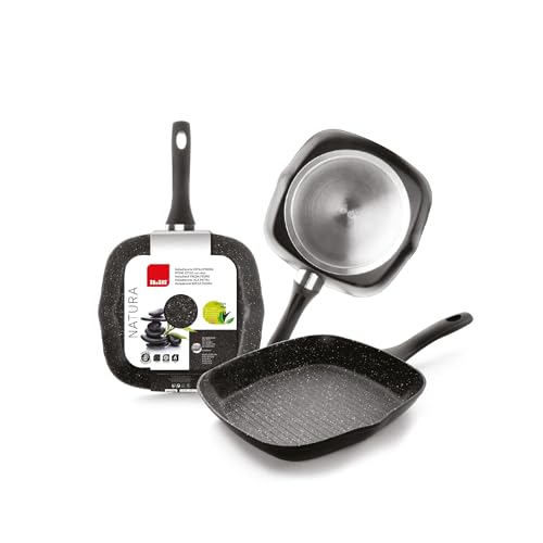 IBILI - Grill Natura, 28 x 28 cms, Aluminio, Antiadherente Estilo Piedra, Apto para induccion
