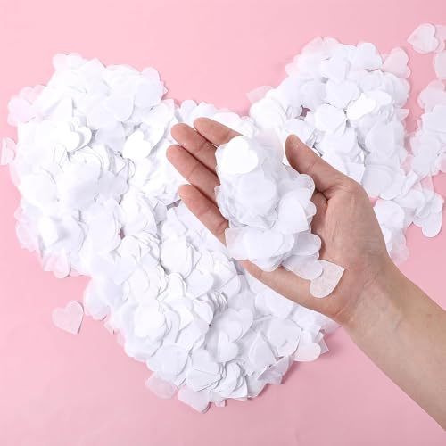 10000pcs White Heart Shaped Confetti Biodegradable Eco Friendly Paper Confetti for Wedding Throwing Table Decor for Valentine Anniversary Party