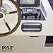 Pyle Water Resistant Marine Stereo Cover - Smoke Colored Heavy Duty Boat Radio Protector Shield with Flip-up Door & Spring Loaded Release - Mounting Gasket Included - Pyle PLMRCB1