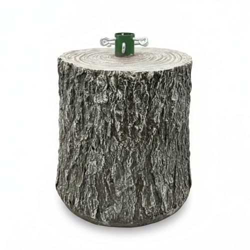 Glac Store Base Tronco per Albero di Natale, Grigio Effetto Legno, 34x26x30 cm, Supporto Robusto con Design Rustico, capacità 4,25 kg, Montaggio Facile, per Alberi Fino a 240 cm
