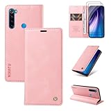 Beajew Funda para Xiaomi Redmi Note 8T, Flip Funda de Piel con Magnético Funda de Cuero PU [Soporte Plegable] [Cierre magnético] - Rosa