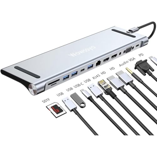 Wowssyo Hub USB C 7 En 1 - Adaptateur Multiport Ultra-fin Avec USB 3.0/2.0 Et Ports USB-C - Pour Ordinateur Et Téléphone