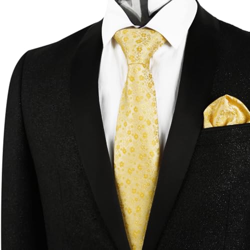 Image of Alizeal Mens 3.15inches Exquisite Floral Tie with Small Flower Printed Pocket Square