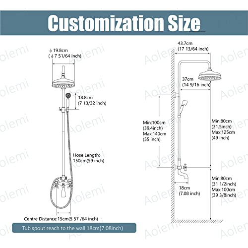 Aolemi Shower Fixture Oil Rubbed Bronze Bathroom Shower Faucet Set Rainfall 8 Inch Shower Head Mixer Double Knobs Cross Handle Bathtub Hand Spray Tub Tap #TOP5