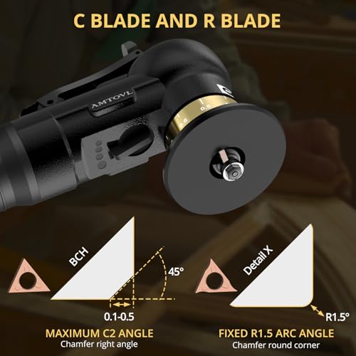 AMTOVL Luftfasenwerkzeug - Mini Pneumatische Anfasmaschine, 30000 U/min Pneumatisches Anfaswerkzeug, 45 Grad Luftabschrägmaschine mit 1/4 Zoll Lufteinlass für Metall, Holz (Schwarz)