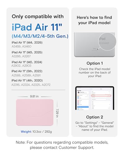 Image of MOFT Dynamic Folio Case for iPad Air 11 inch (M4 2026 / M3 2025 / M2 2024) & iPad Air 10.9-inch 5th 4th Generation 2022 2020, Slim Magnetic Stand Case with 20+ Viewing Angles,Light Pink