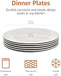 Amazon Basics 6-Piece White Dinner Plate Set, 26.67 cm