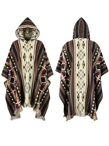 Image of Wool Poncho Adult Ponchos With Hood for men Alpaca Poncho Men Artesanal Ponchos Adult Alpaca Mens Panchos