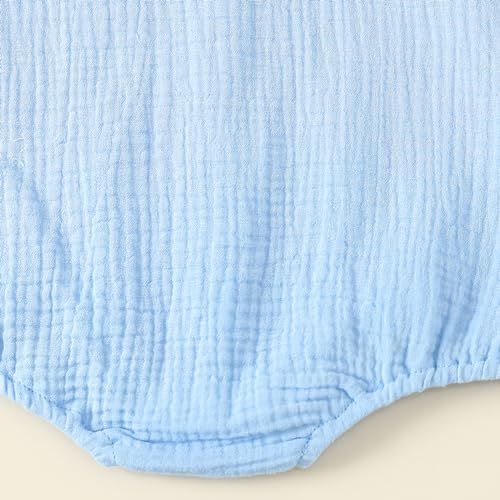 Sasaerucure SRC-L6VLWRWQRDWPOB1 Infant Baby Girl Boy Summer Romper Bodysuit Linen Solid Short Sleeve Jumpsuit One Piece Outfits Summer Clothes thumb #5