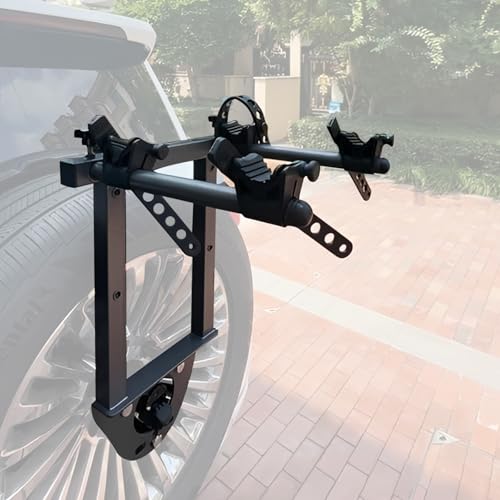 PENSUN Spare‑Tire Mount 2‑Bike Rack for Jeep Wrangler, Gladiator —, Anti‑Wobble, Security Lock, Fits Bicycle, Road Bike, Mountain Bike (Pole-Mounted)