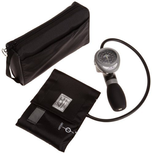 ADC - 788-11ABK Diagnostix 788 Palm Aneroid Sphygmomanometer with Adcuff Nylon Blood Pressure Cuff and Carrying Case, Black