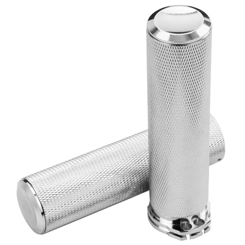 Poignées de guidon diamant 25mm antidérapantes en aluminium CNC argenté
