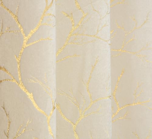 Image of Homefab India Velvet Curtain Room Darkening - Long Door 8 feet, Pack of 1 Panel, Cream