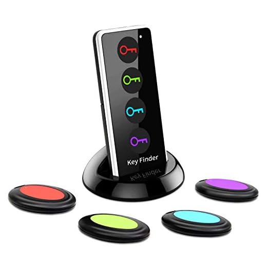 Toysdone Key Finder, Wireless Key RF Locator Item Anti-Lost Tag Alarm Reminder Tracker Remote Finder,1 RF Transmitter 4 Receivers,Phone Pets Keychain Wallet Luggage Pet Cat Dog Tracking Tracker