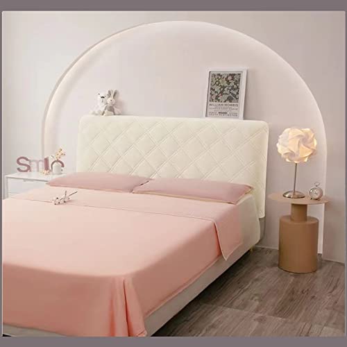 Bett Kopfteil Bezug/Überzug, Staubdichte Stretch Bett Kopfteil Abdeckung, Rückenschutz All-Inclusive Slipcover, Bettkopfteil Hussen Waschbarer All-in-One-Bezug ( Color : Beige White , Size : 200cm(79i Cover