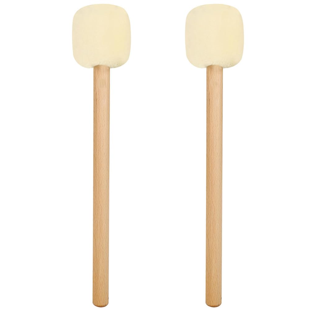 2 Stück Bassdrum Schlägel mit Filzkopf und Buchenholzgriff Leichte Professionelle Drumsticks für Percussion Geeignet für Bassdrum Symphonische Pauke Gongs und Klangschalen