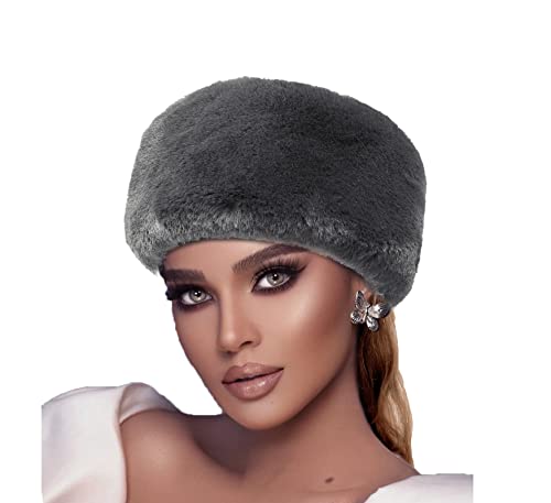 Fluffy Faux Fur Russian Hat for Men Women Elders - Classic Cossack Winter Thick Windproof for Camping Ice Fishing Hunting2