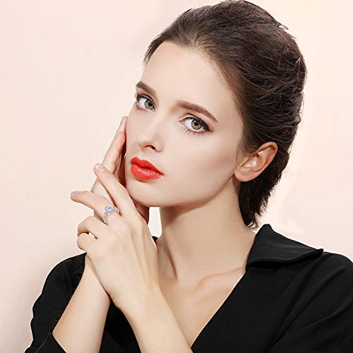 EVER FAITH Gorgeous Cubic Zirconia Bridal Prom Bands for Women, Engagement Teardrop Pear/Round/Heart Shaped Ring Set Wedding Promise Rings for Her2