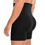 Gleefeat Mens Removable Padded High Waist Shapewear Tummy Control Body Shaper Shorts Boxer Briefs Butt Lifter Panties