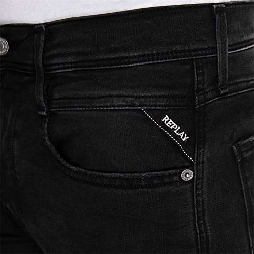 Replay Męskie dżinsy Anbass Slim-Fit Hyperflex ze stretchem, Black 098, 32W / 34L