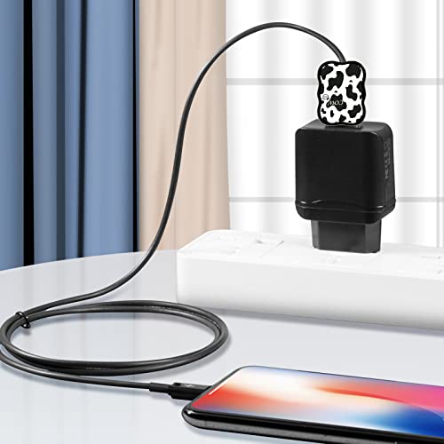 Image of Cute Phone Charger Cable Protector for Samsung Android USB Charger Wave Shape,Cow Leopard Pattern 4 PCS USB Cable Protectors,Phone Cord Protector for Women Girls,USB Charger Saver