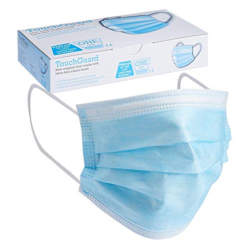 Touchguard Mascherine usa e getta di tipo IIR, a 3 strati, con elastici per le...