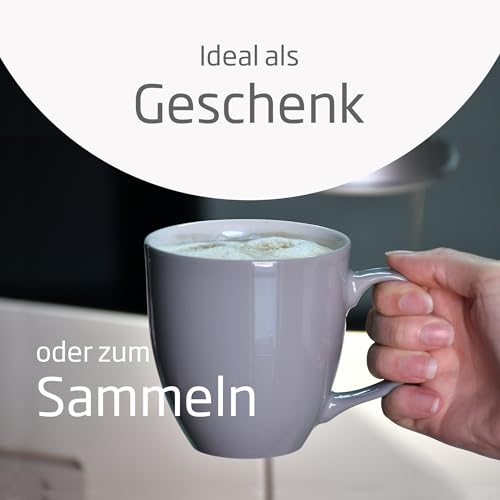 Mahlwerck Jumbotasse, große Kaffeetasse aus Premium Porzellan mit hoch-glänzender Oberfläche, Geschenktasse, Rocky Grey, 400ml – Ansicht 3