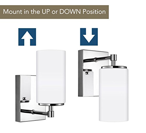 Image of Generation Lighting 4124601-05 Alturas Contemporary One Light Wall /Bath Sconce Vanity Style Fixture, Chrome Finish, 100 Total Watts, 8.75 Inch Height, 4.375 Inch Wide
