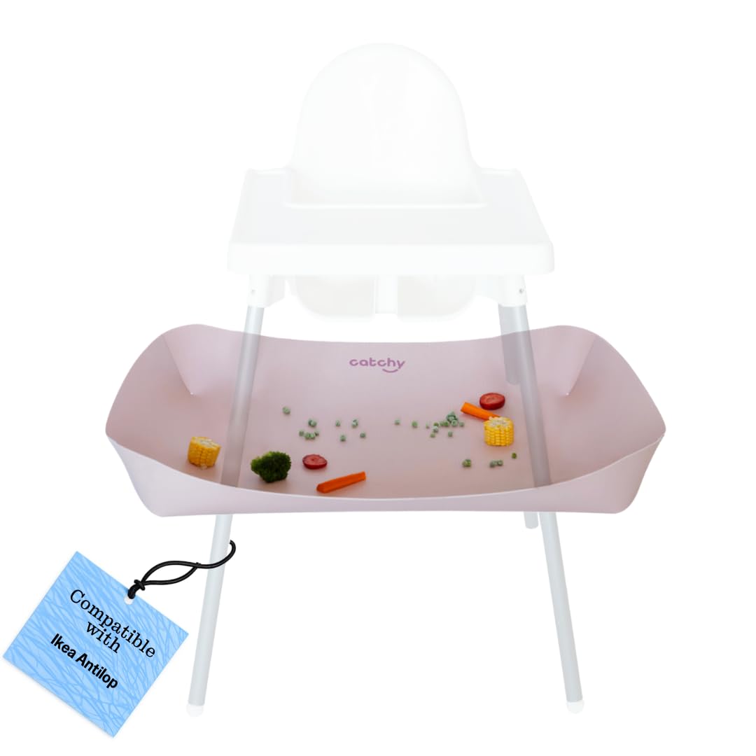 CATCHY -Food Catcher- Compatible with IKEA Antilop High Chair + 11 Other High Chairs -Highchair Sold Separately- Baby & Toddler Food & Mess Catcher -Premium Linen Inspired- Under High Chair