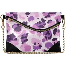 Womens PU Leather Handbag Clutch Zipper Foldover Wristlet Wallet for Travel Purple Leopard Print Purple-blue Leopard Print
