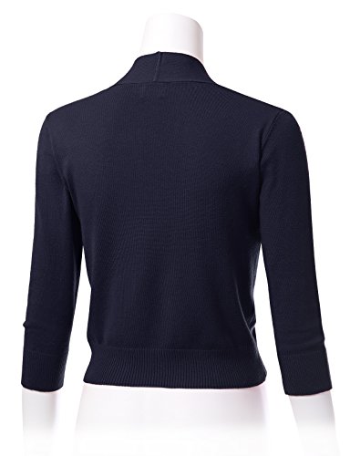 Image of Allsense Women's 3 /4 Sleeve Cropped Shrug Cardigan | Classic Bolero, Open-Front, Lightweight Soft Fine Knit Cover Up