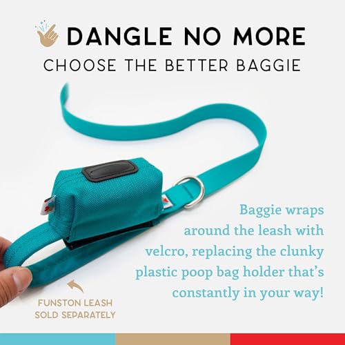 Image of Dog Poop Bag Holder for Leashes, Cat Waste Bag Dispenser, 1000D Nylon, Attach to Cat Leash, Poop Bag Dispenser, Fits Standard Dog Poop Bags - Wildebeest (Turquoise)