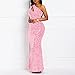 VERWIN Sequins Fashion Sleeveless Oblique Collar Mermaid Women's Maxi Dress Bodycon Dress Party Dress Pink XL