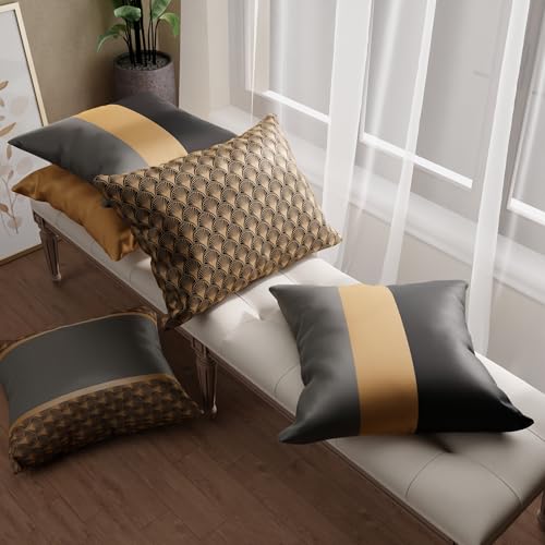 Image of Stoa Paris Cushion Covers for Home, Digital Printed Pillow Covers Set of 5, Throw Cushion Covers for Bed, Sofa, Home Decor - Midnight Black, Eternal Glow, Twilight Embrace