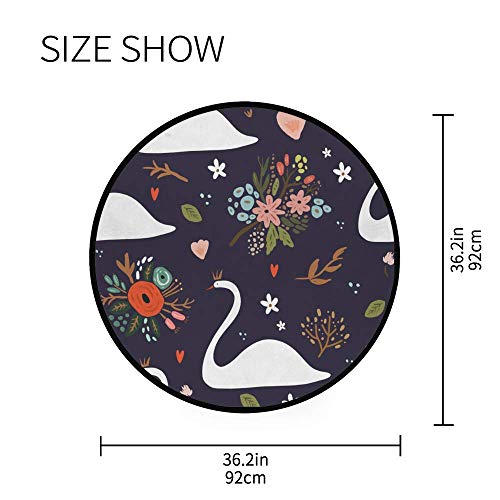 Tapis de jeu rond antidérapant lavable pour bébé motif cygnes - 5