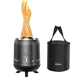 ONLYFIRE OUTDOOR LIVING Tabletop Fire Pit Burning Woods/Pellets, Portable Small Fireplace with Storage Bag for Camping Tailgating RV Patio Backyard, Smokeless Camping Stove 9.5', FP055 Black