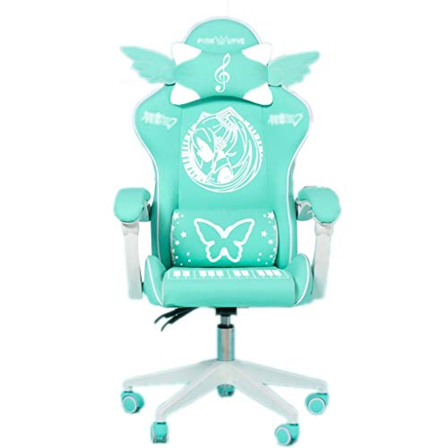Preisvergleich Produktbild Meetingraum Stühle 360 ° drehbarer Spieldrehstuhl Ergonomischer Bürostuhl Computerstühle für Erwachsene Büro des Lehrstuhls für Videospiele (Color : Green, Size : 60 * 60 * 122cm)